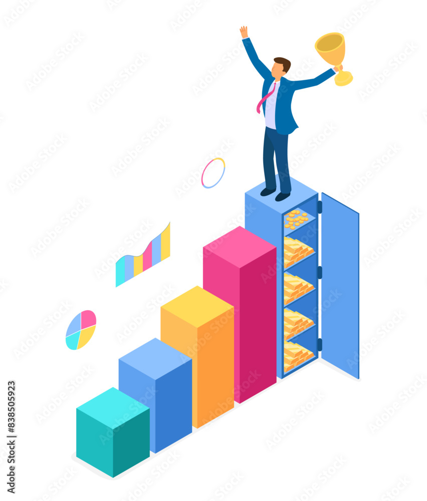 Business Success concept on transparent background, isometric flat design vector illustration Business Success concept on transparent background, isometric flat design vector illustration