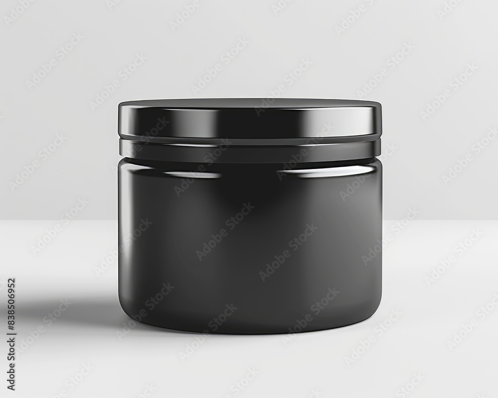 Black Jar. Isolated Round Black Cosmetic Jar Mockup with Cap on Light Background Black Jar. Isolated Round Black Cosmetic Jar Mockup with Cap on Light Background