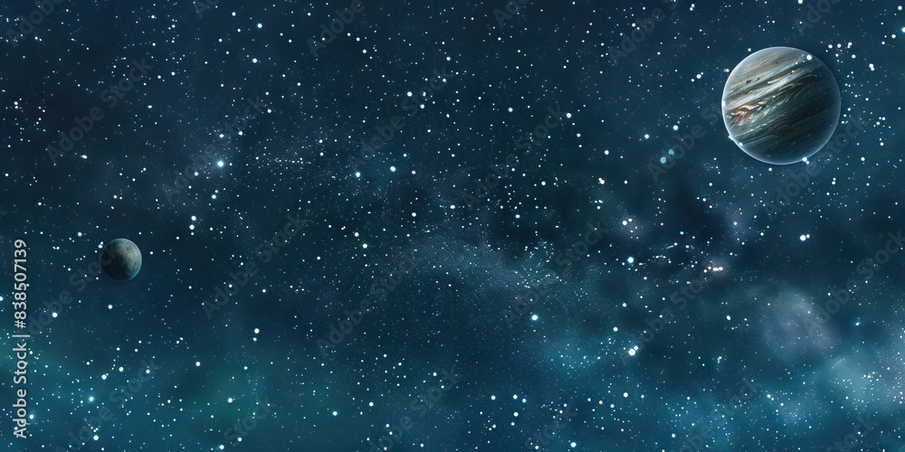 Celestial Synchronicity: A clear night sky, with stars and planets aligned perfectly Celestial Synchronicity: A clear night sky, with stars and planets aligned perfectly