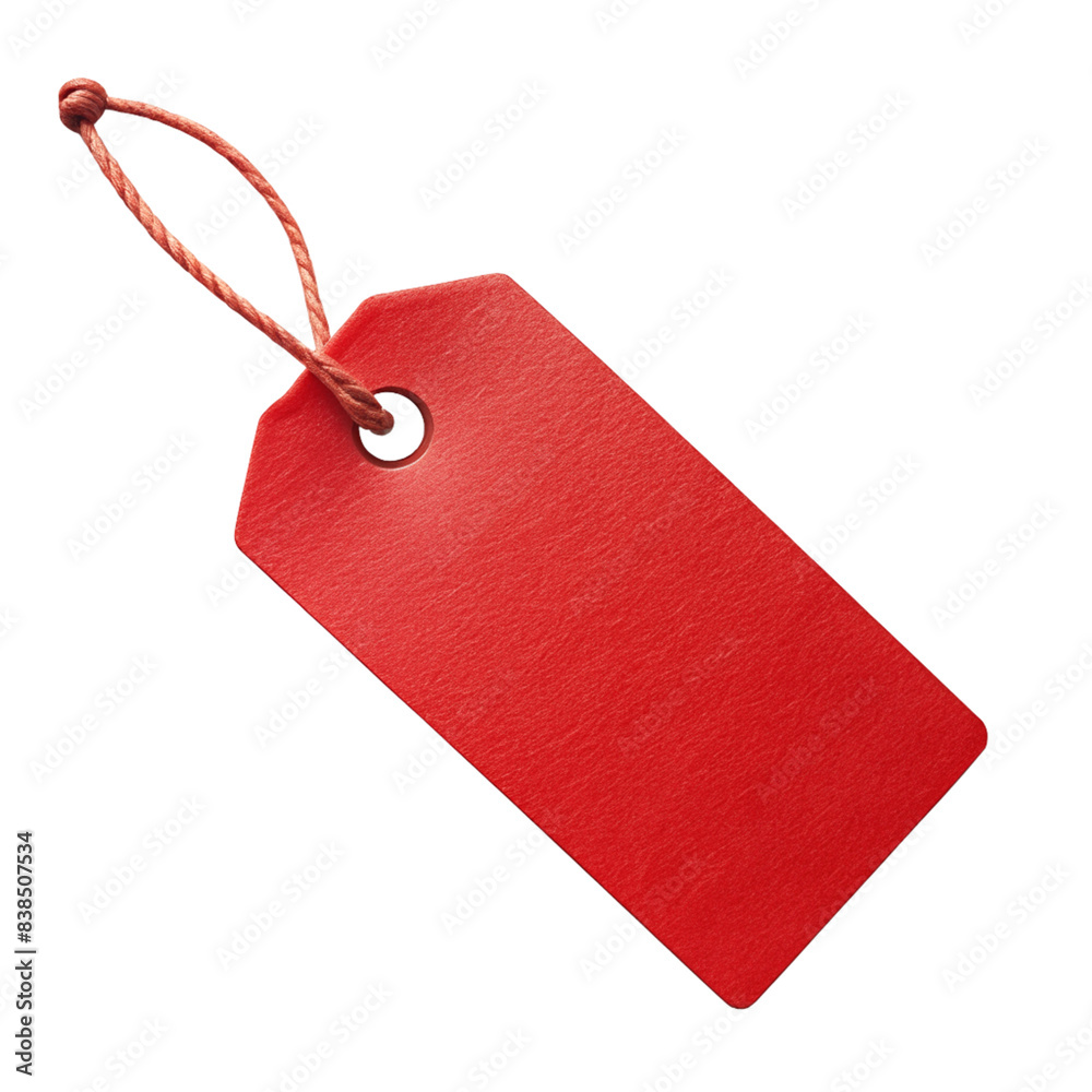 Red Blank Tag With String, cut out isolated PNG transparent Stock Photo ...