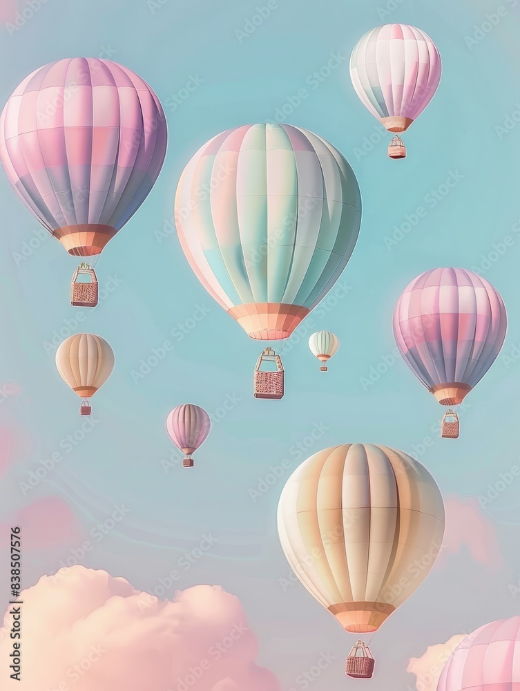 Photography of air balloons, pastel colors Photography of air balloons, pastel colors