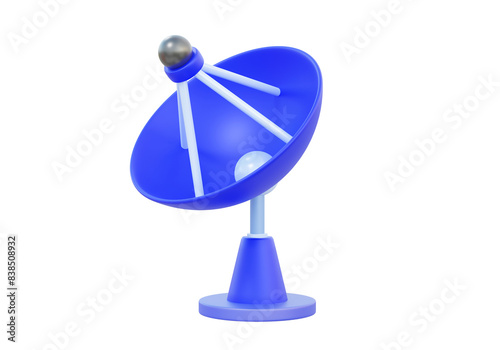Fototapeta Naklejka Na Ścianę i Meble -  Satellite dish antenna transmitter astronomical telescope signal receiver concept. on isolated transparent png background. 3d render illustration elements