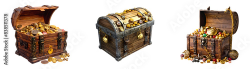 Pirate's Booty Revealed Transparent Chest with Gold & Gems (PNG)