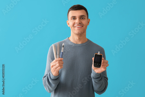 Diabetic young man with glu...