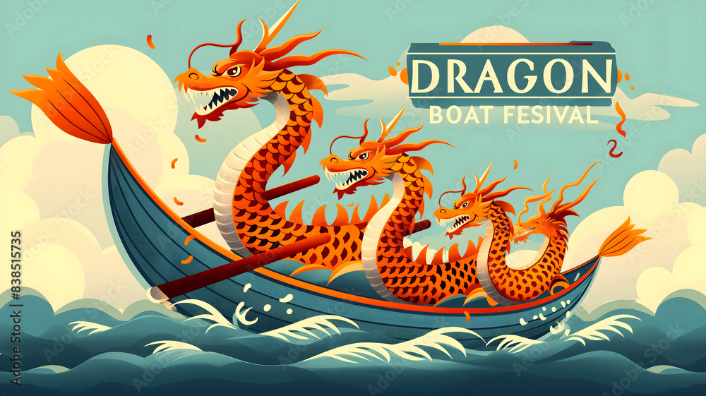 Dragon boat festival, Chinese background, ancient tradition and culture poster, template