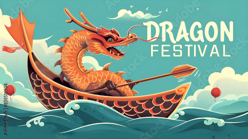 Dragon boat festival, Chinese background, ancient tradition and culture poster, template