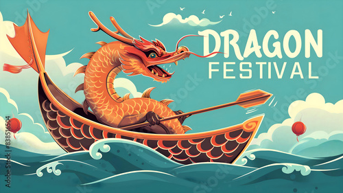 Obraz na płótnie Dragon boat festival, Chinese background, ancient tradition and culture poster, template w salonie