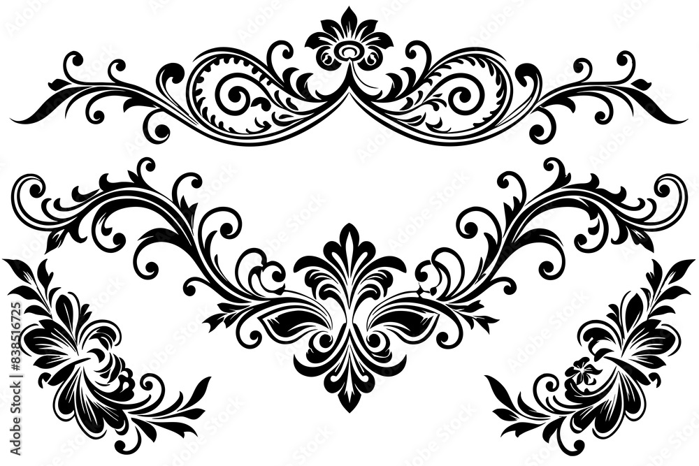 beautiful graphic with a black elegant plant ornament on an isolated background beautiful graphic with a black elegant plant ornament on an isolated background