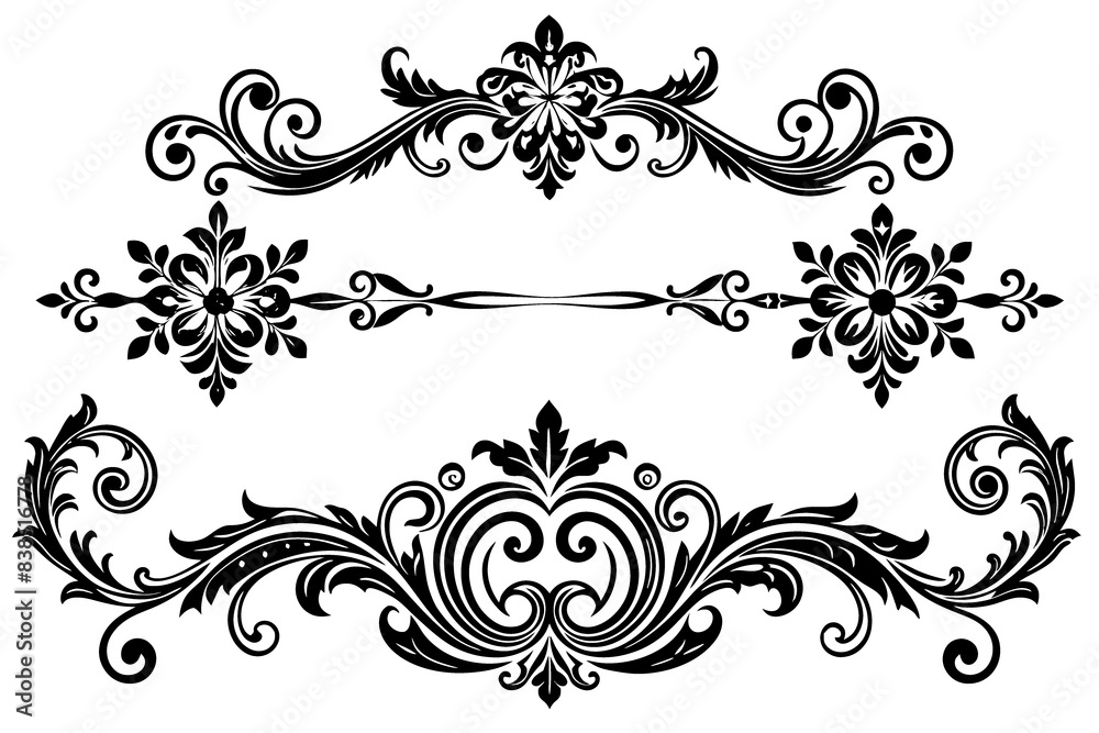 beautiful graphic with a black elegant plant ornament on an isolated background beautiful graphic with a black elegant plant ornament on an isolated background