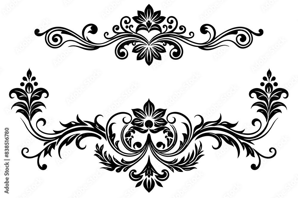 beautiful graphic with a black elegant plant ornament on an isolated background beautiful graphic with a black elegant plant ornament on an isolated background