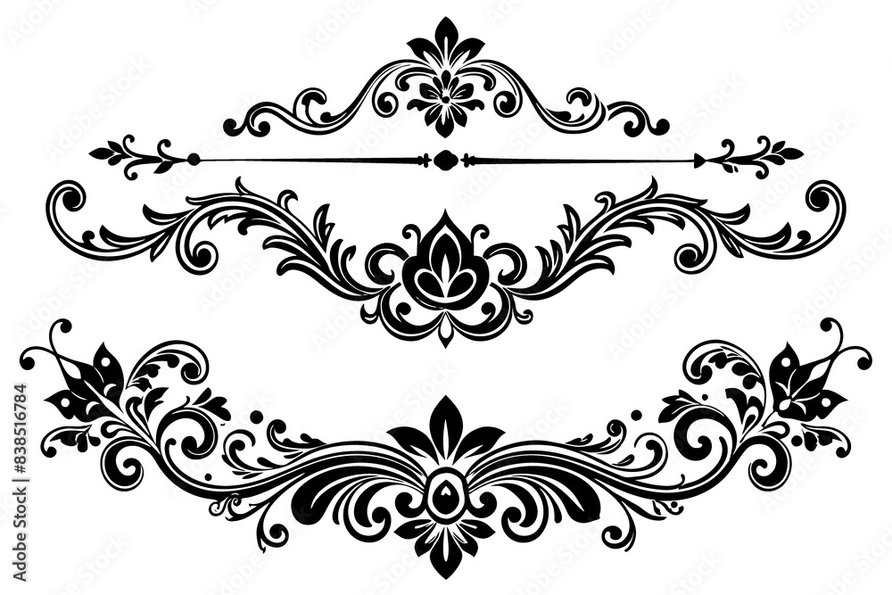 beautiful graphic with a black elegant plant ornament on an isolated background beautiful graphic with a black elegant plant ornament on an isolated background