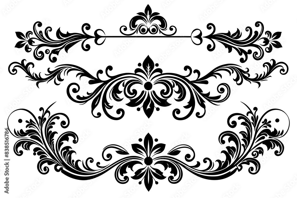 beautiful graphic with a black elegant plant ornament on an isolated background beautiful graphic with a black elegant plant ornament on an isolated background
