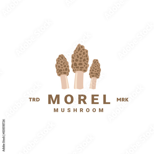 Morel mushroom logo illustration suitable for vegetable shops and gardens