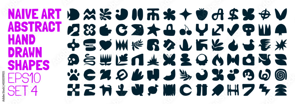 Set of silhouettes minimalistic bizarre abstract geometric unusual shapes and forms in matisse art style, Hand drawn monochrome primitive, Big vector doodle objects and graphic elements, set 4 Set of silhouettes minimalistic bizarre abstract geometric unusual shapes and forms in matisse art style, Hand drawn monochrome primitive, Big vector doodle objects and graphic elements, set 4