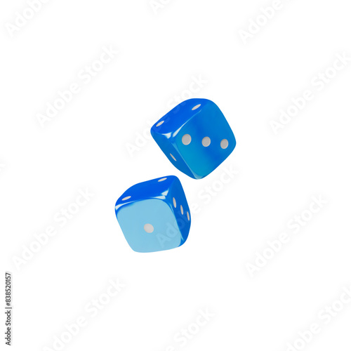 Glossy blue dice 3D icon vector illustration