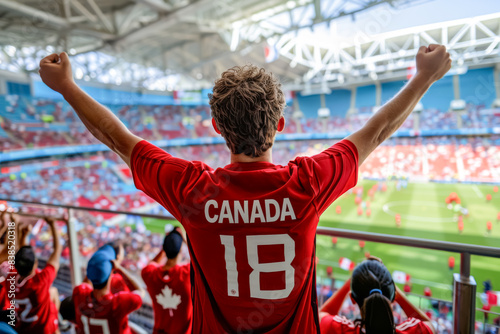 Canadian football soccer fans in a stadium supporting the national team  © PixelArtist