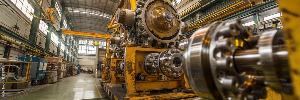 Fototapeta premium A robust industrial setting with advanced machinery and heavy equipment powering production and transportation