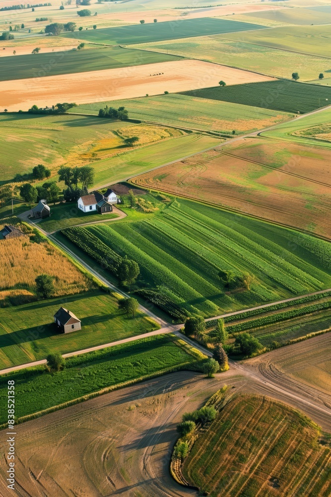 Fototapeta premium an aerial view of farmland and fields 