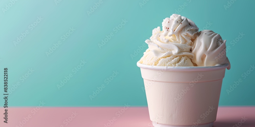 cup of ice cream with blue background cup of ice cream with blue background