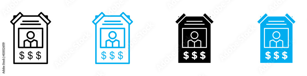 Wanted Poster Icon for Crime, Law Enforcement, and Western Themes