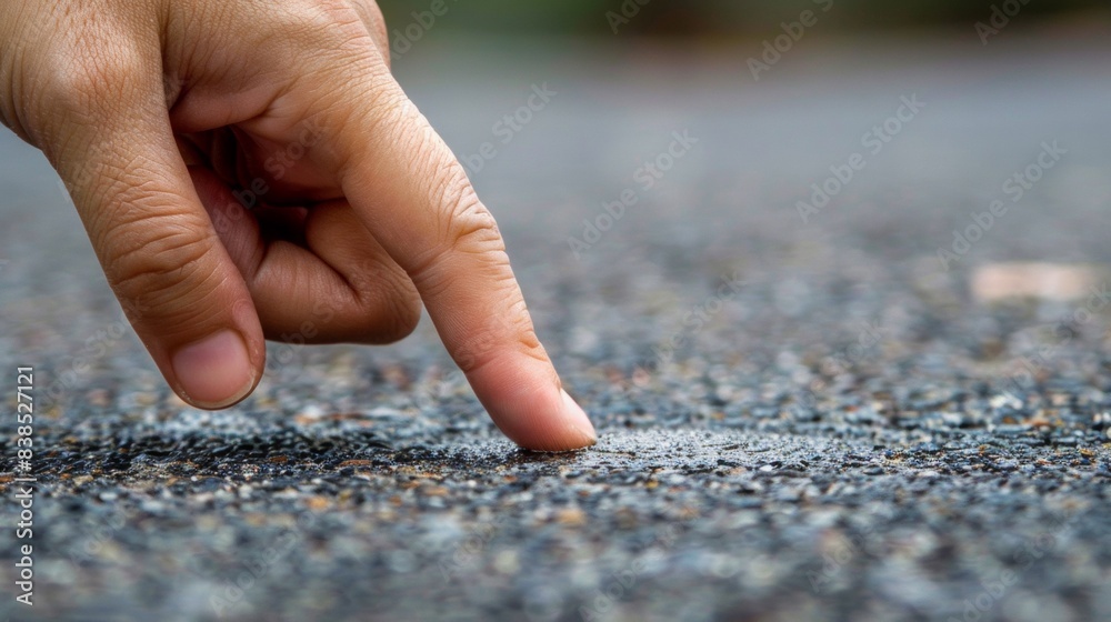 A person pointing to a spot on the ground with their finger, AI A person pointing to a spot on the ground with their finger, AI