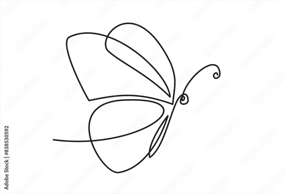 One line flying butterfly design silhouette. Hand drawn minimalism style vector illustration One line flying butterfly design silhouette. Hand drawn minimalism style vector illustration