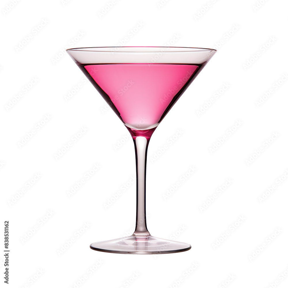Classic Martini Glass With Pink Cocktail On Isolated Background. Refreshing Drink Classic Martini Glass With Pink Cocktail On Isolated Background. Refreshing Drink