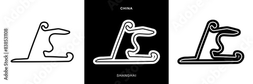 Shanghai Circuit Vector. Shanghai China Circuit Race Track Illustration with Editable Stroke. Stock Vector.	