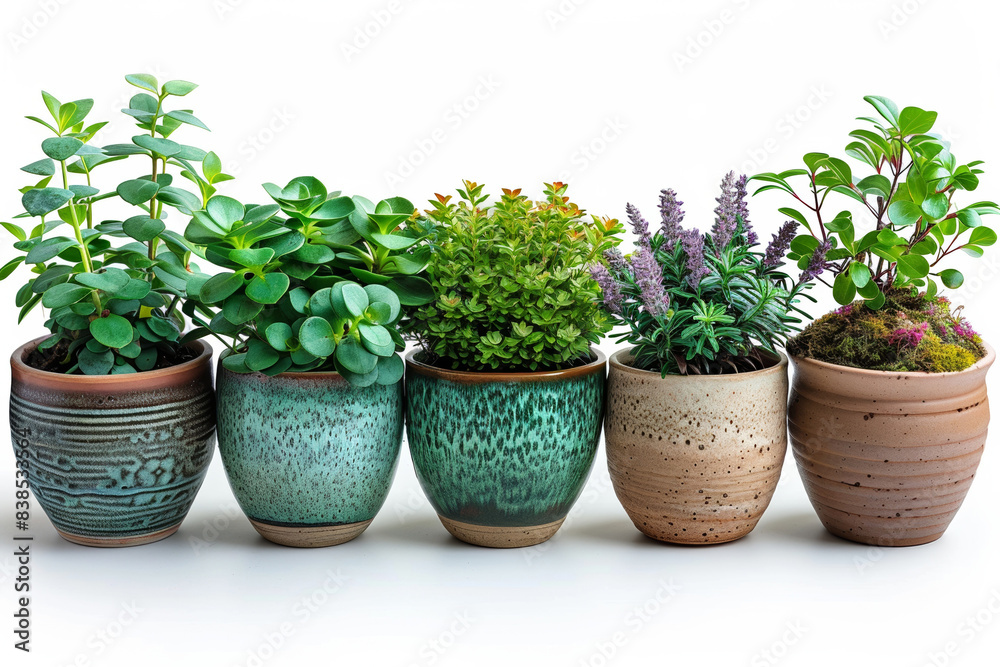Fresh herbs in pots, offering aromatic flavors. Fresh herbs in pots, offering aromatic flavors.