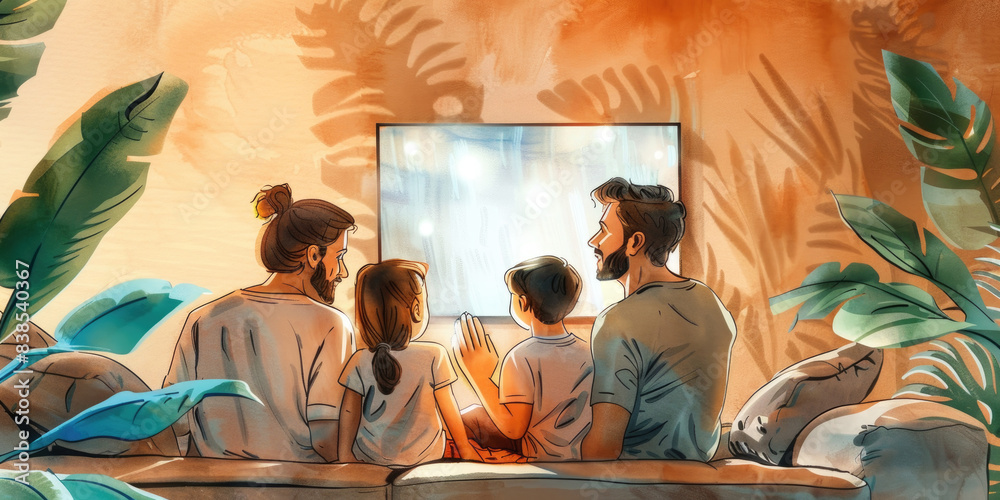 Watercolor illustration of family enjoyingmovie night withhigh-definition projector. --chaos 15 --ar 2:1 Job ID: bb812fc7-437b-48e3-aa27-ee0a5d869488 Watercolor illustration of family enjoyingmovie night withhigh-definition projector. --chaos 15 --ar 2:1 Job ID: bb812fc7-437b-48e3-aa27-ee0a5d869488