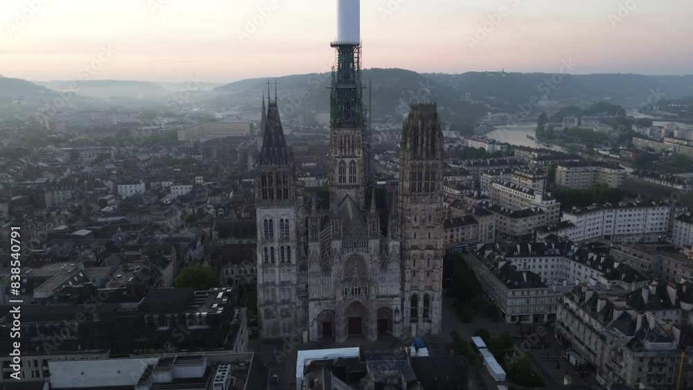 drone video Rouen cathedral France Europe drone video Rouen cathedral France Europe