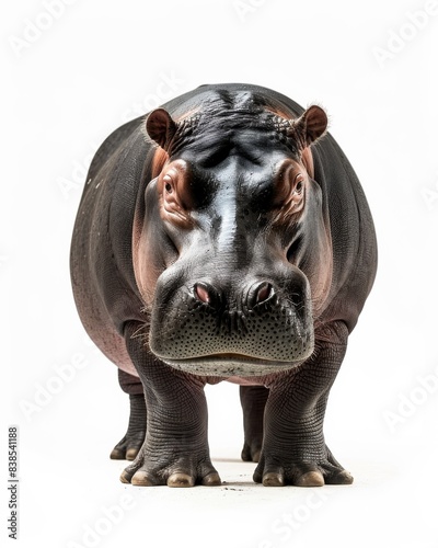 the Pygmy Hippopotamus white copy space on right Isolated on white background