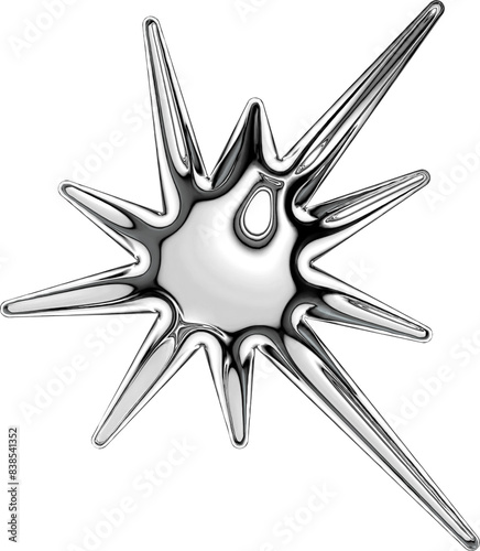 Y2K Metallic Chrome 2000s Retro Vintage PNG Graphic Element 