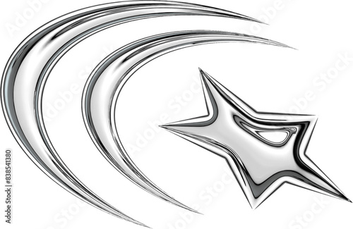 Y2K Metallic Chrome 2000s Retro Vintage PNG Graphic Element 