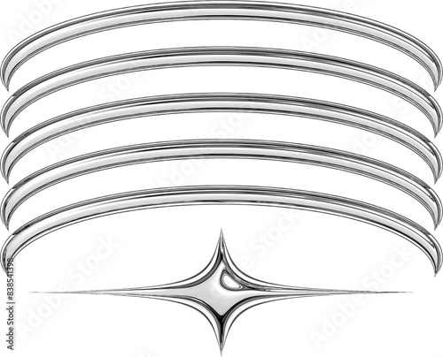 Y2K Metallic Chrome 2000s Retro Vintage PNG Graphic Element 