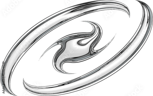 Y2K Metallic Chrome 2000s Retro Vintage PNG Graphic Element 