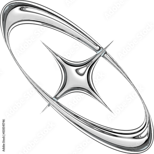 Y2K Metallic Chrome 2000s Retro Vintage PNG Graphic Element 