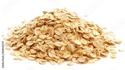 Oatmeal White Background. Pile of Oat Isolated on Natural White Background