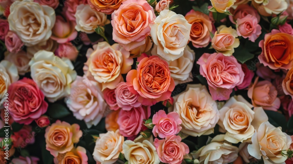A bunch of roses are all different colors and sizes, AI A bunch of roses are all different colors and sizes, AI