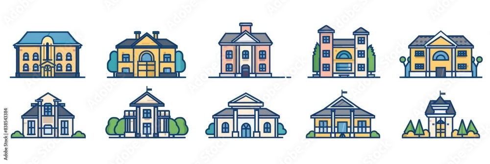 Park Flat Design. Collection of Architectural Buildings Icons in Flat Design Park Flat Design. Collection of Architectural Buildings Icons in Flat Design