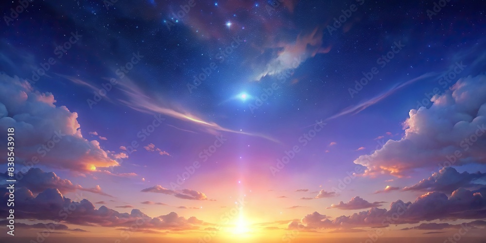 Vertical  of a glowing summer sky with text space, summer, background, glowing, sky, vertical,poster, copy space, sun, rays, clouds, sunset, dusk, warm, vibrant, colorful, peaceful, tranquil