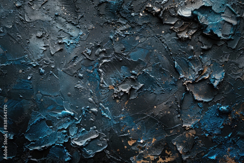Shiny Black Surface. Metallic Paint Spreading on Rough Grunge Background Shiny Black Surface. Metallic Paint Spreading on Rough Grunge Background