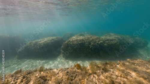 Actioncam underwater seascape capture during snorkeling at croatia, adriatic sea photo