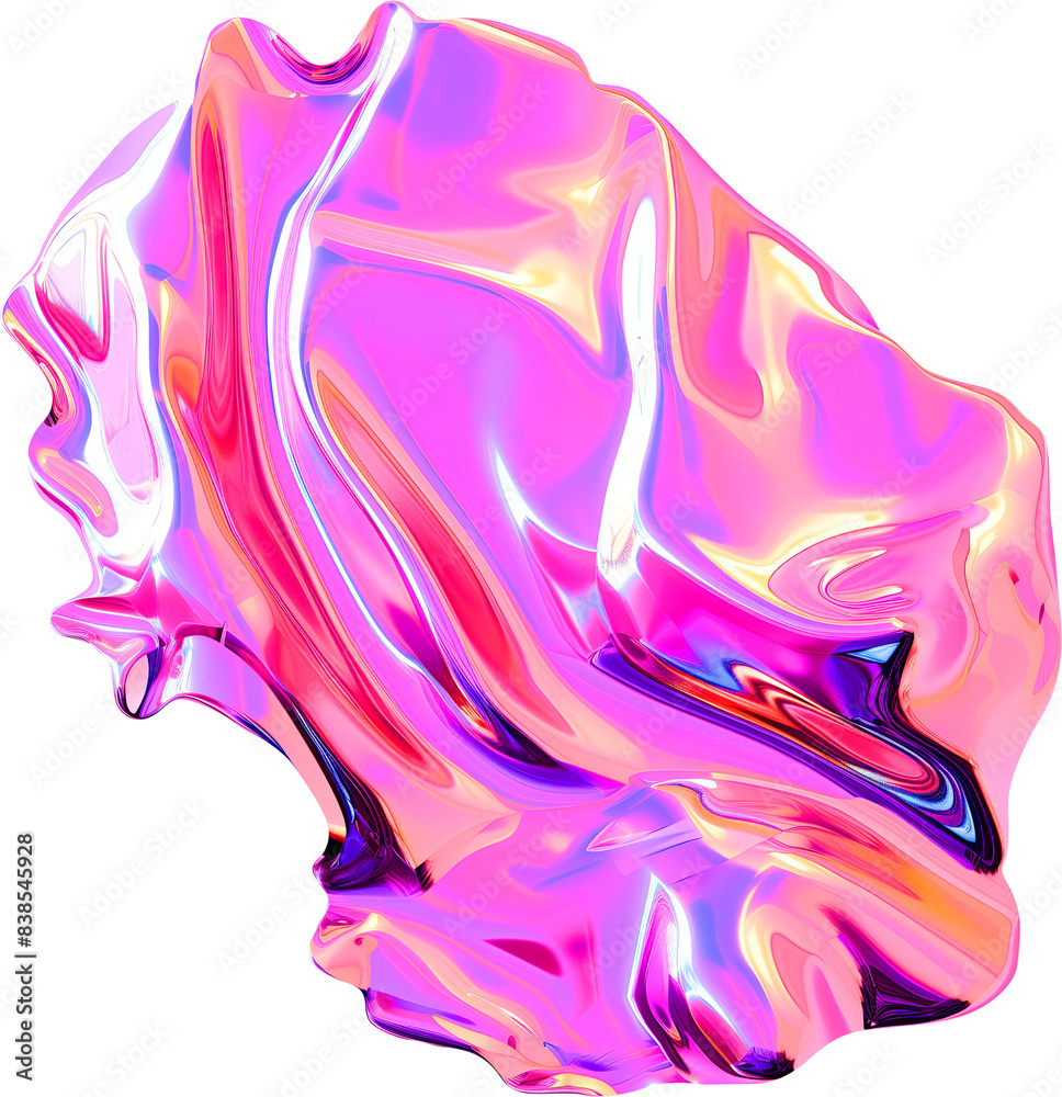 Obraz premium Pink and Purple Metallic Glossy Abstract PNG Object Element