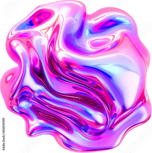 Pink and Purple Metallic Glossy Abstract PNG Object Element