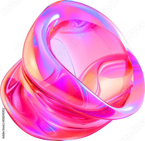 Pink and Purple Metallic Glossy Abstract PNG Object Element