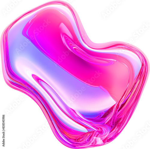 Pink and Purple Metallic Glossy Abstract PNG Object Element