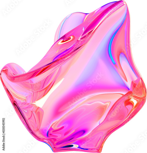 Pink and Purple Metallic Glossy Abstract PNG Object Element