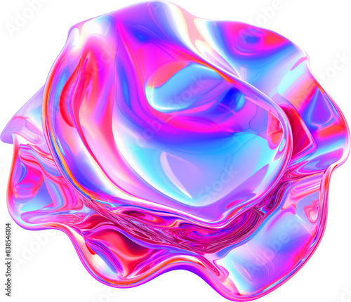 Pink and Purple Metallic Glossy Abstract PNG Object Element