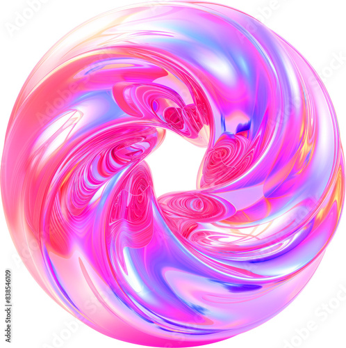 Pink and Purple Metallic Glossy Abstract PNG Object Element